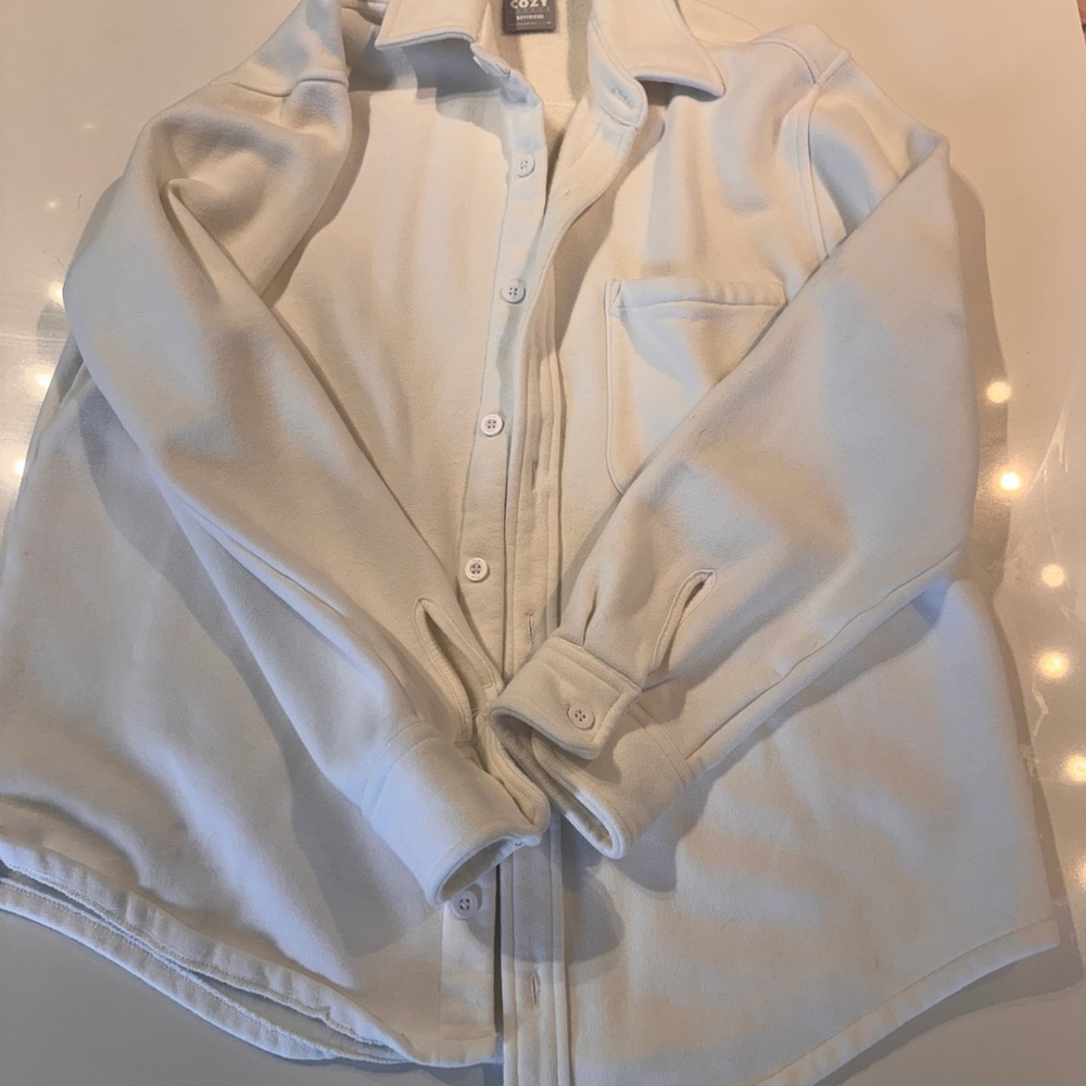 TNA Cozy Fleece Boyfriend Jacket - Cream